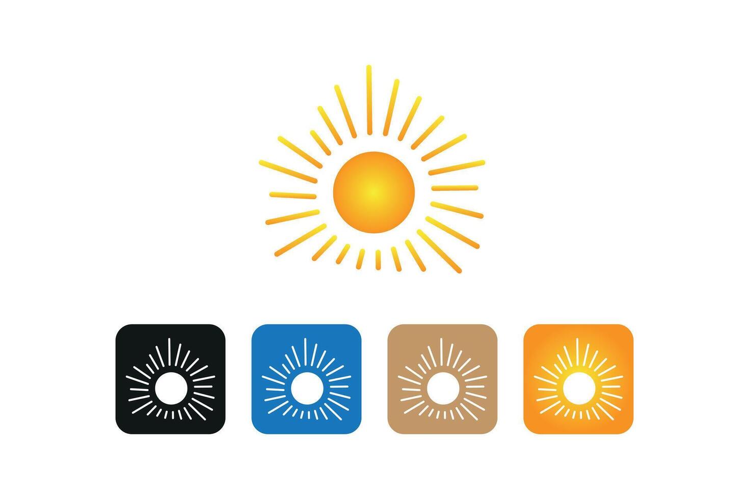 Radiant sun icon, bright sunlight symbol, summer energy illustration, warm glow. vector