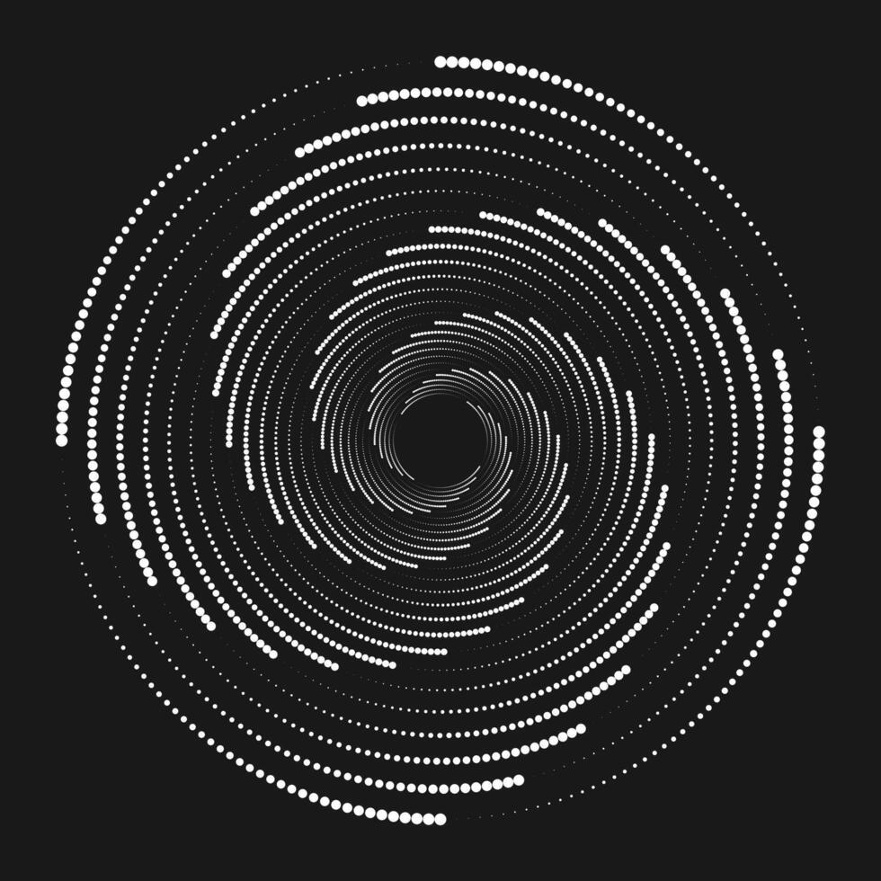 A black and white spiral with dots on it vector