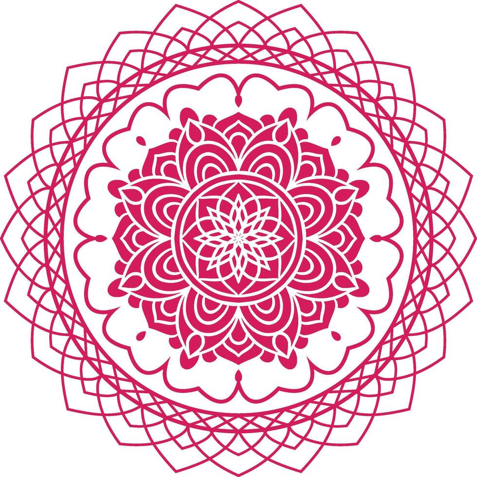 A pink circular design with a flower in the center vector