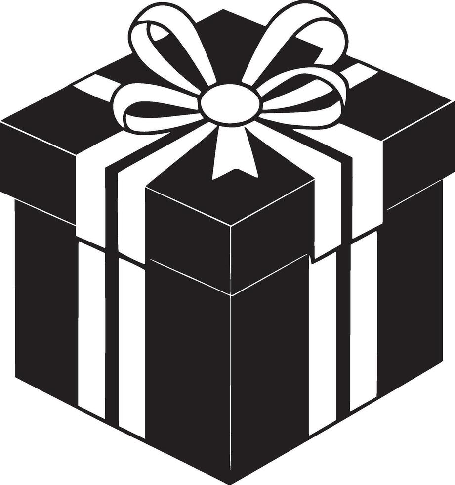 Black and white gift box with bow illustration vector