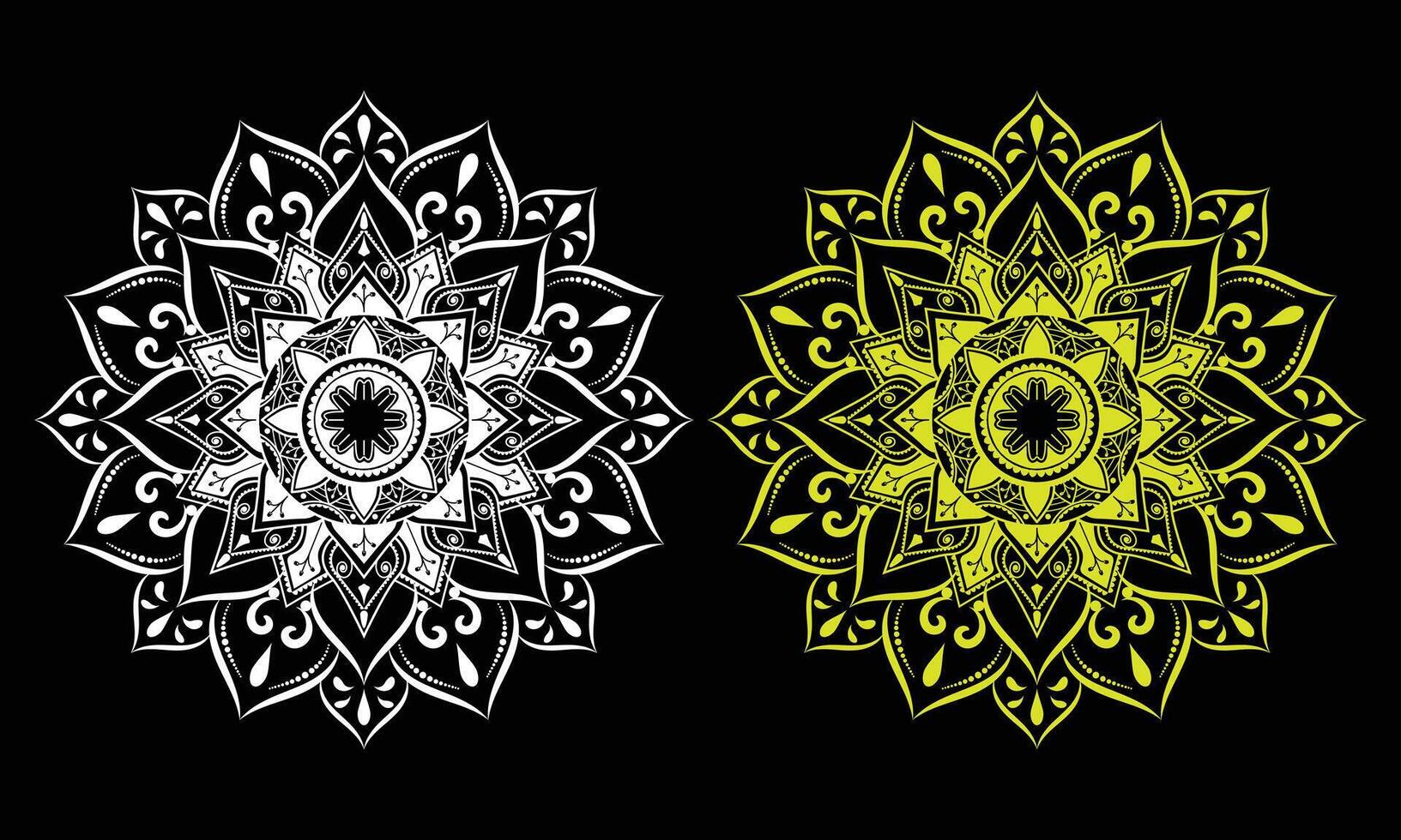 Two different colored mandalas on a black background vector