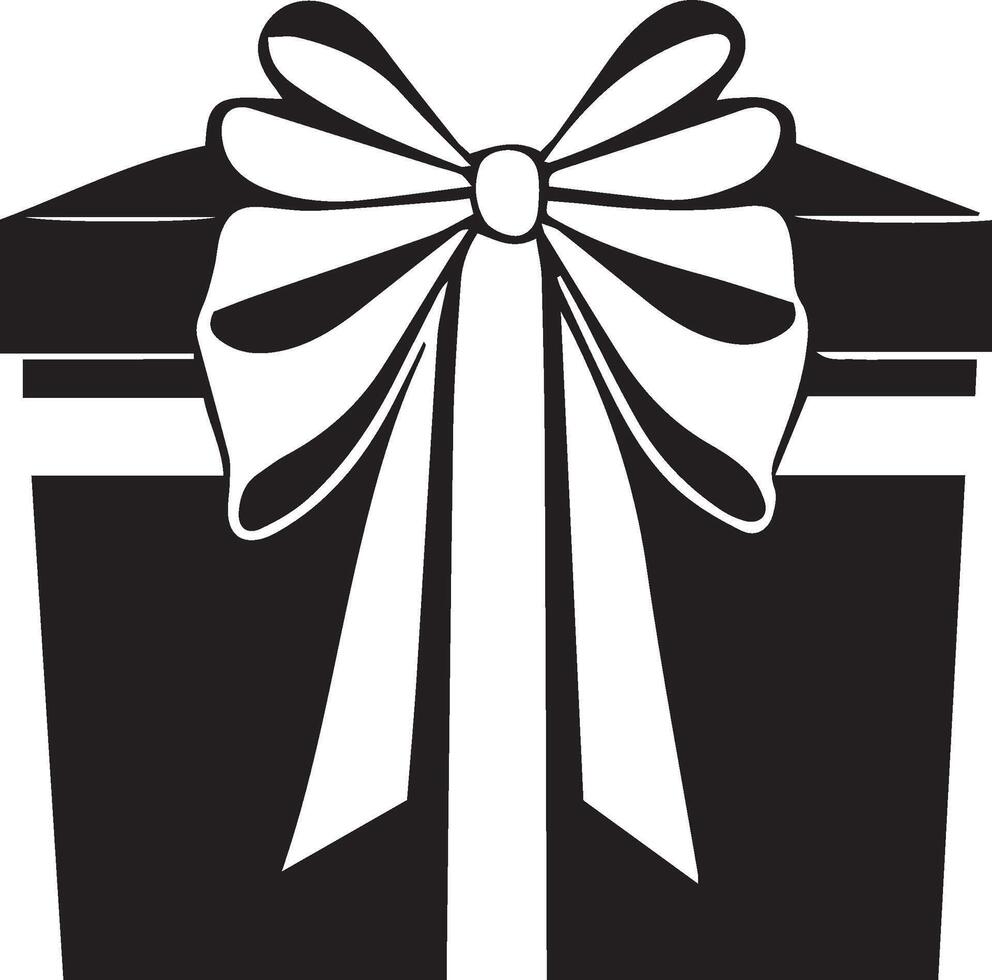 Black and white gift box with bow on white background vector