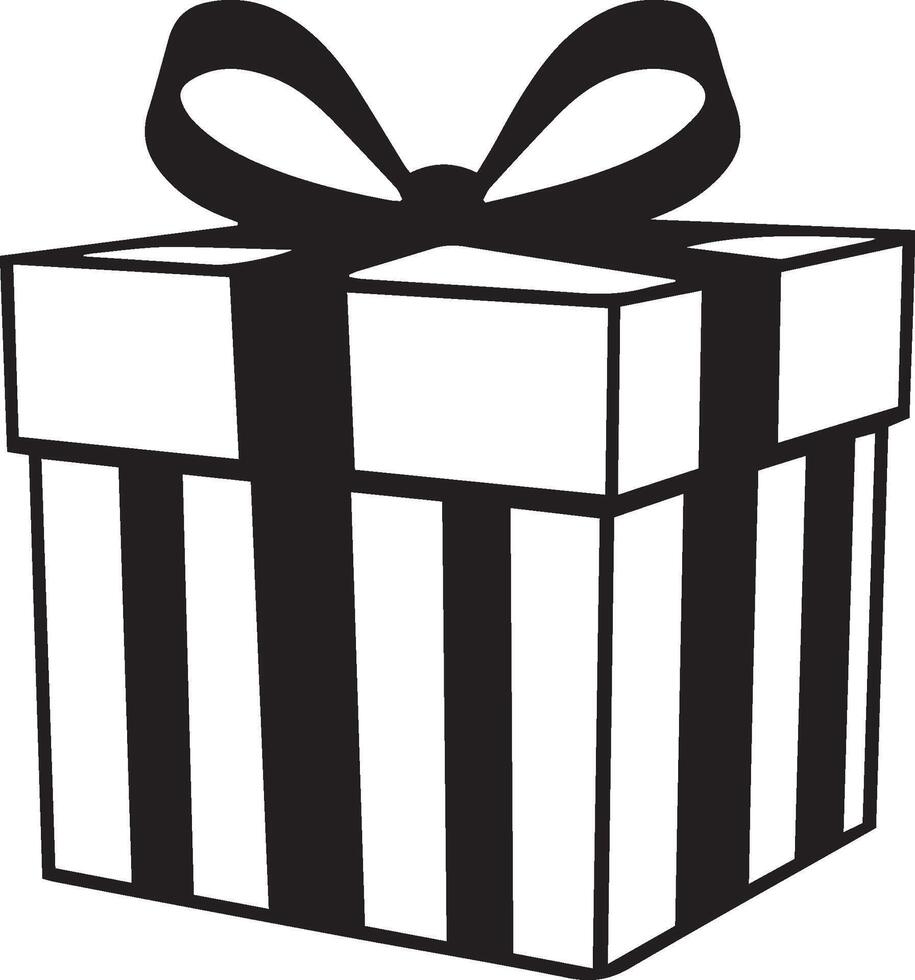 A black and white gift box with a bow vector