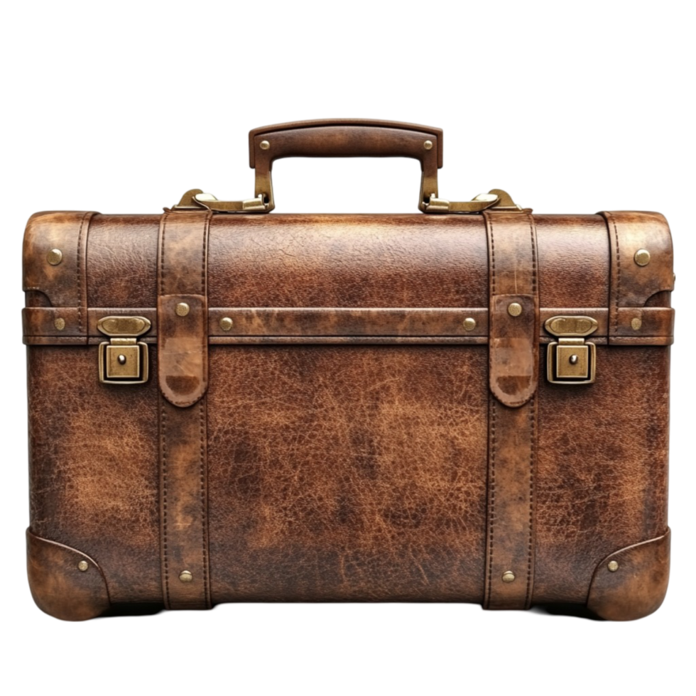 Antique Brown Leather Briefcase png