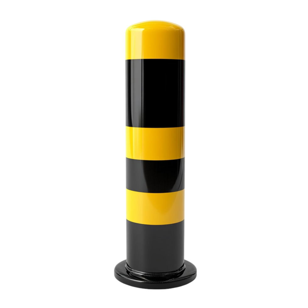 Safety Bollard with Striped Design and Protective Material png