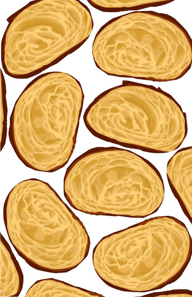 Close up of sliced croissant texture. Delicious Bun texture vector
