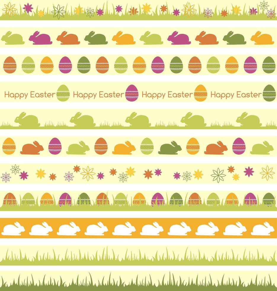 Easter decorative seamless borders vector