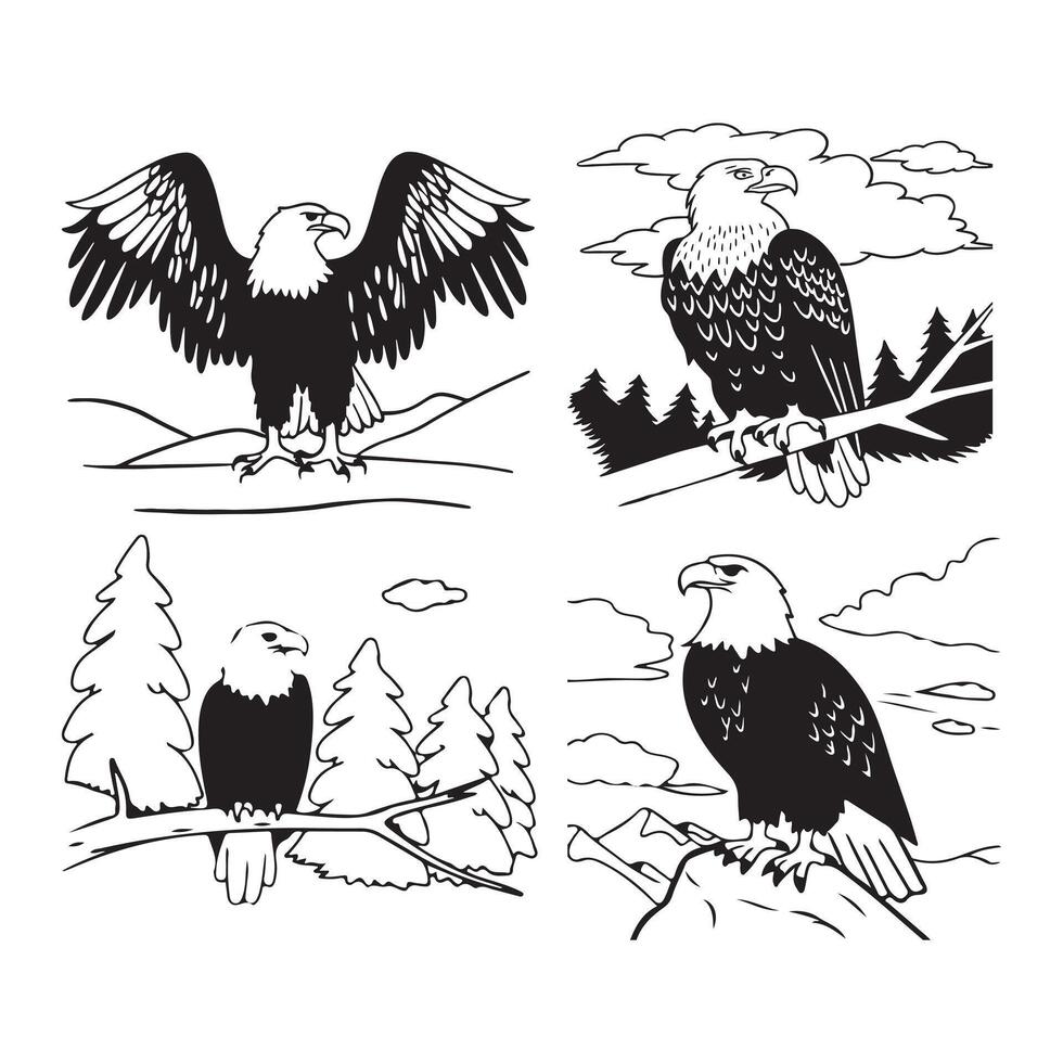 Set of Eagle birds vector