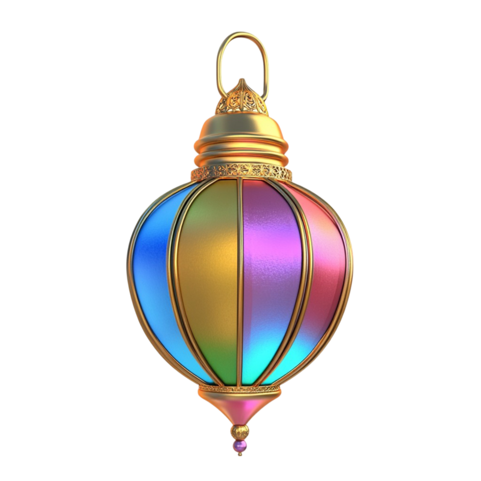 Hanging Lantern Painted in Multicolored Artistic Patterns png