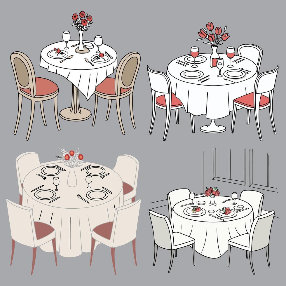 Dining table furniture vector
