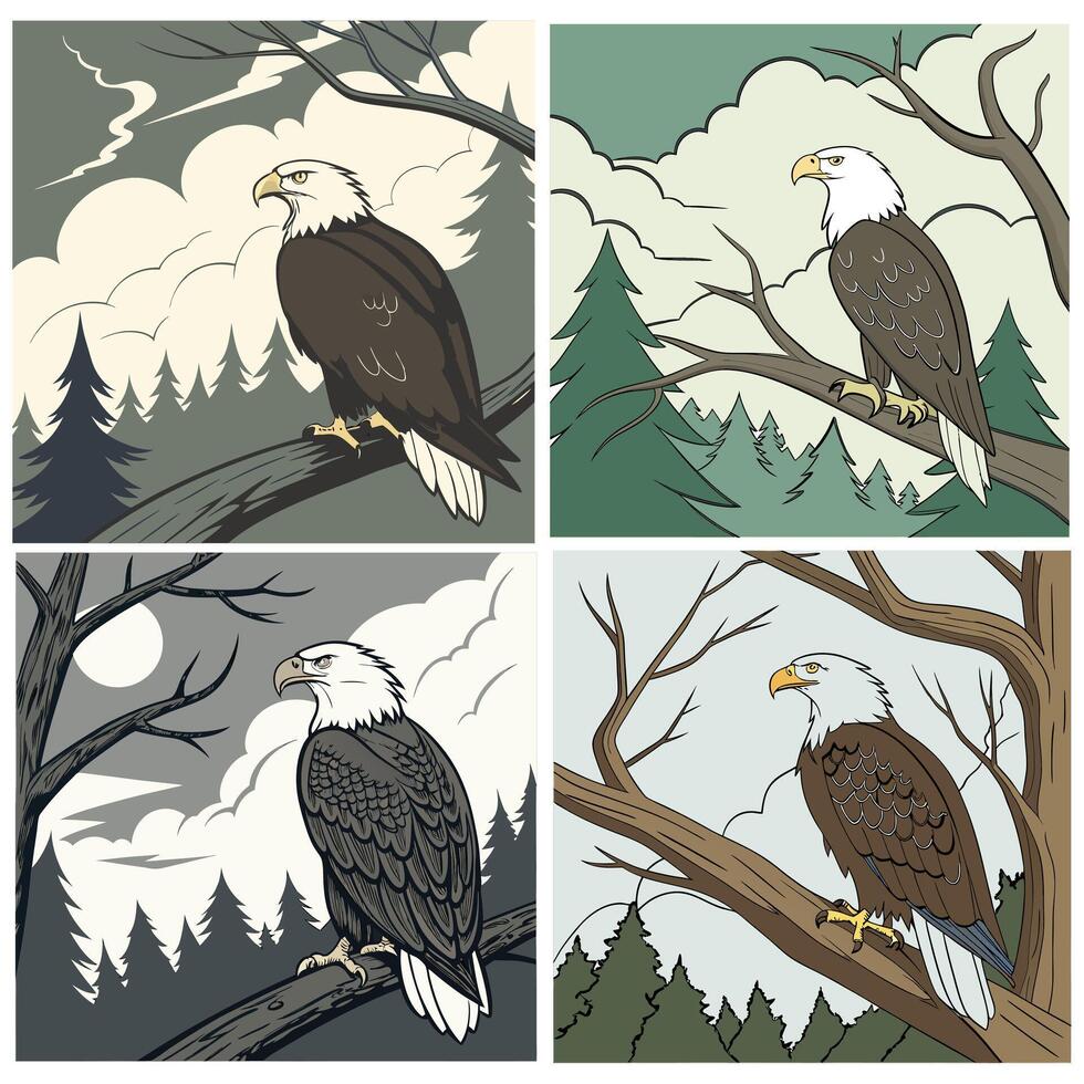 Cute Eagle birds animal vector