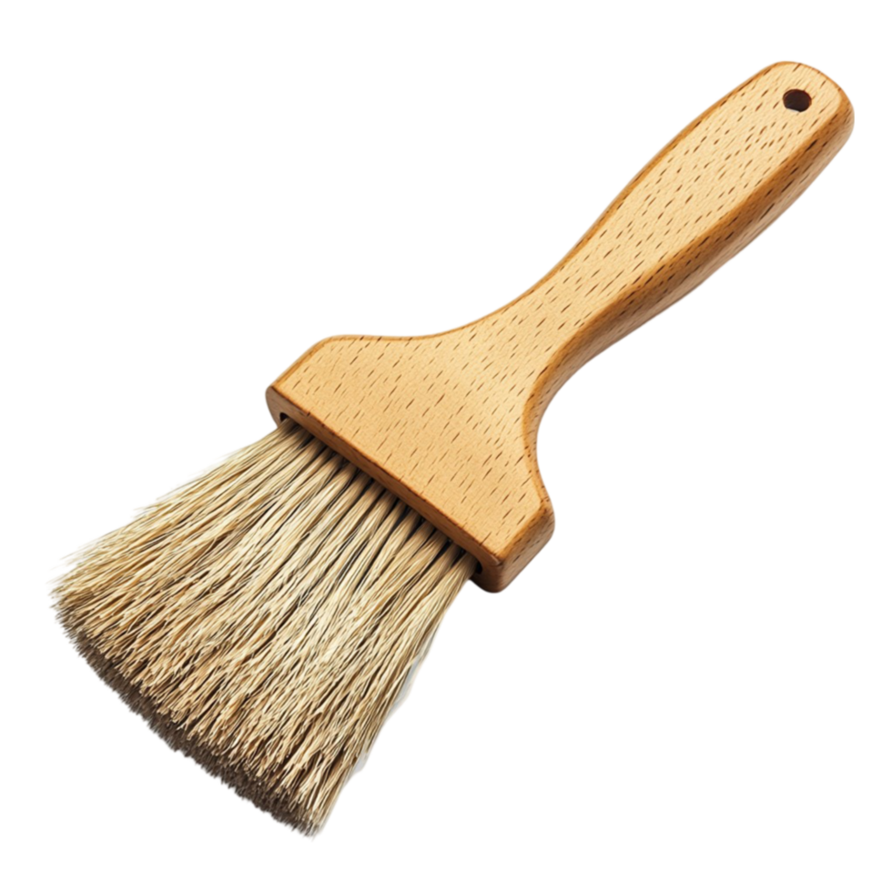 Wide bristle paintbrush with a strong wooden handle png