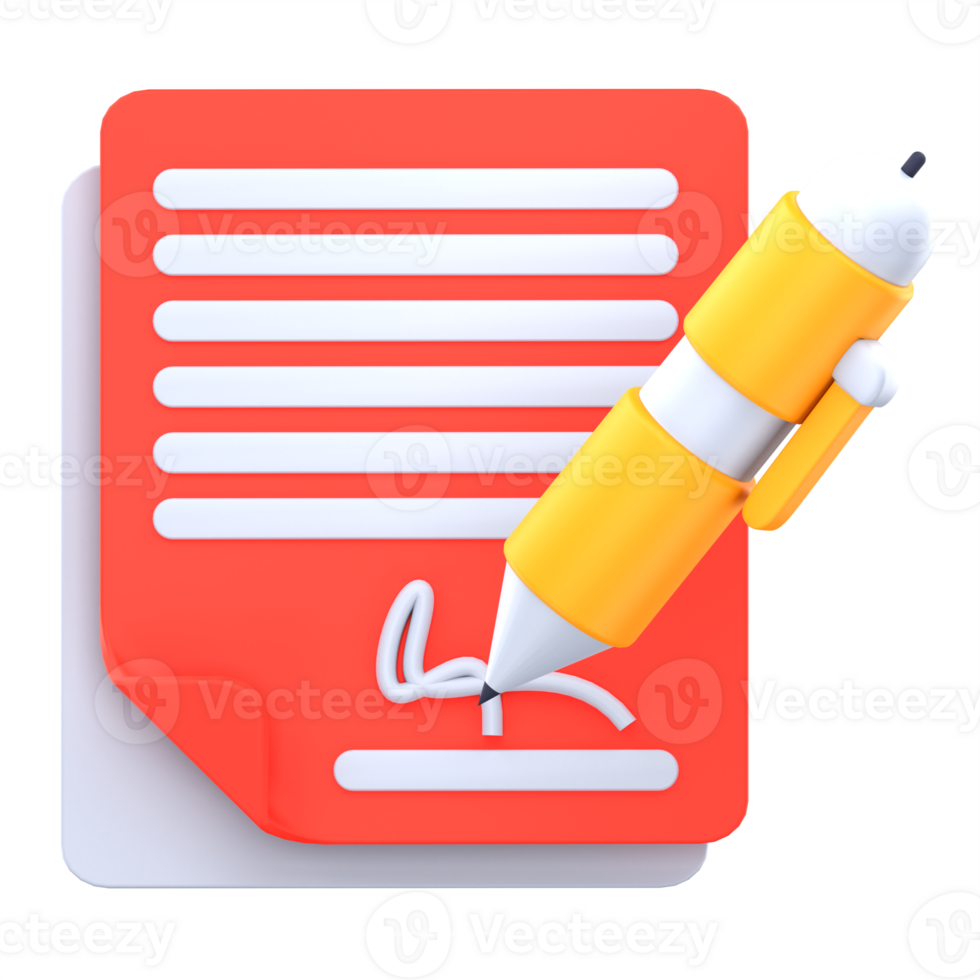3d illustration writing document png