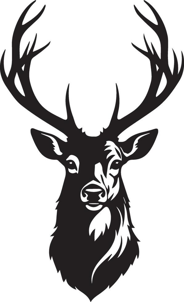 A black and white deer head with horns vector