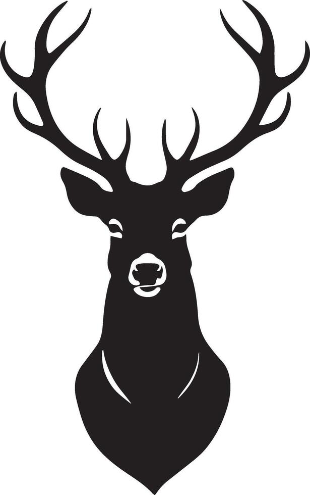 A black and white deer head silhouette on a white background vector