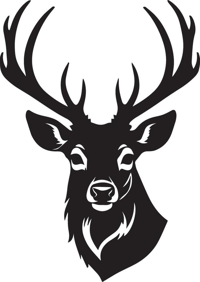 A black and white deer head on a white background vector