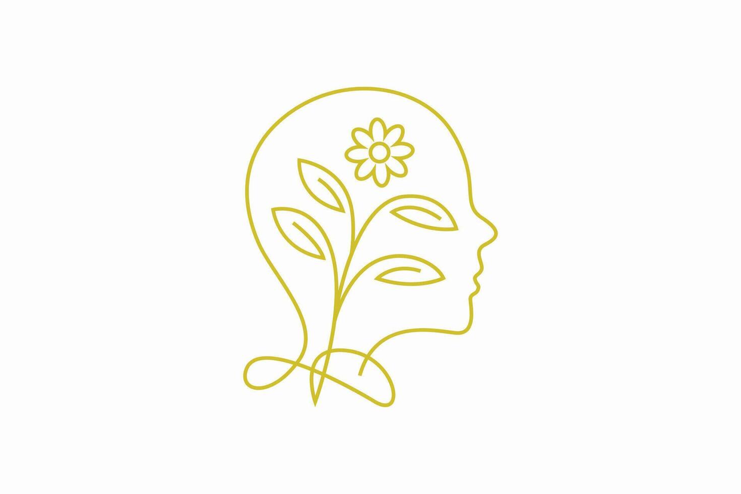Holistic Mental Health and Wellness Logo Design Featuring Brain and Nature Elements for Positive Wellbeing vector