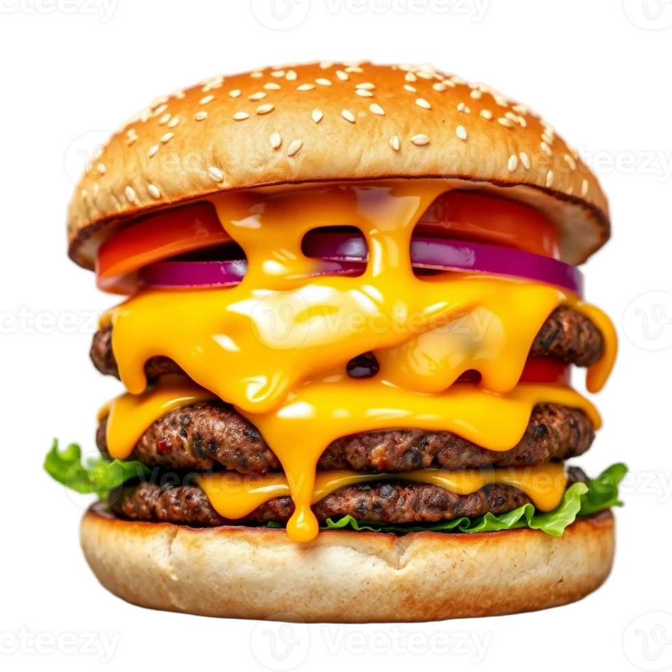 Mouthwatering Burger with Realistic Details on Transparent Background png