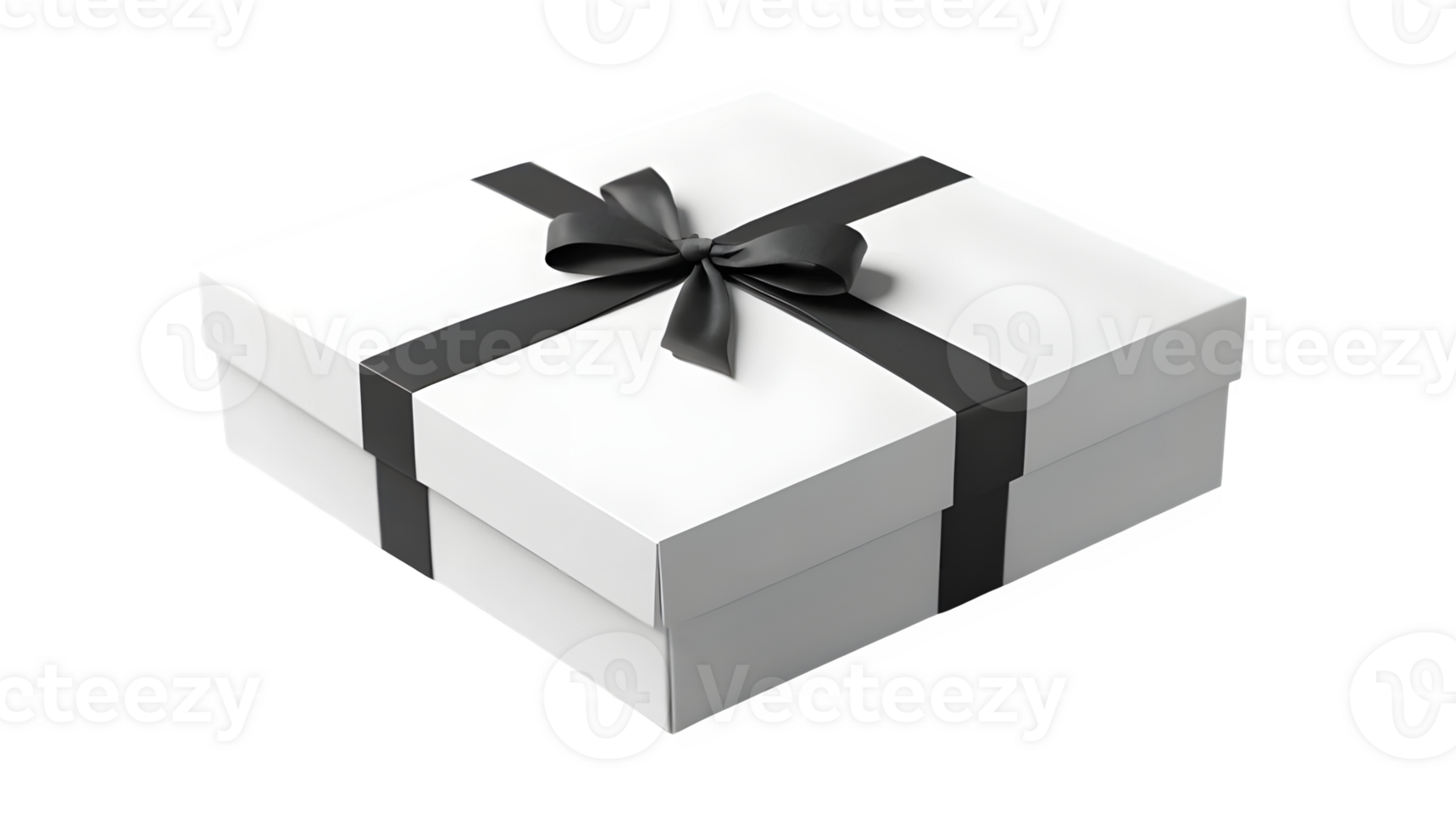 A white gift box with a black bow png