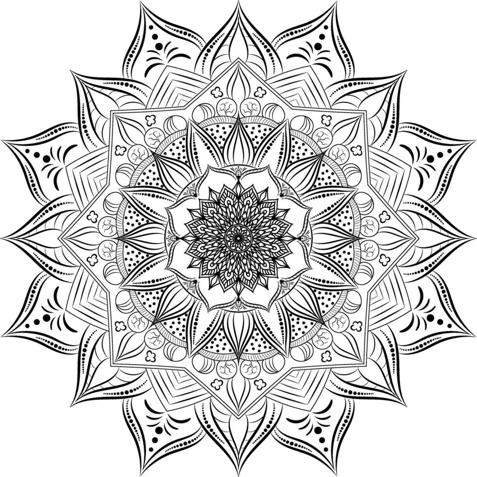 A black and white mandala design with a circular pattern vector