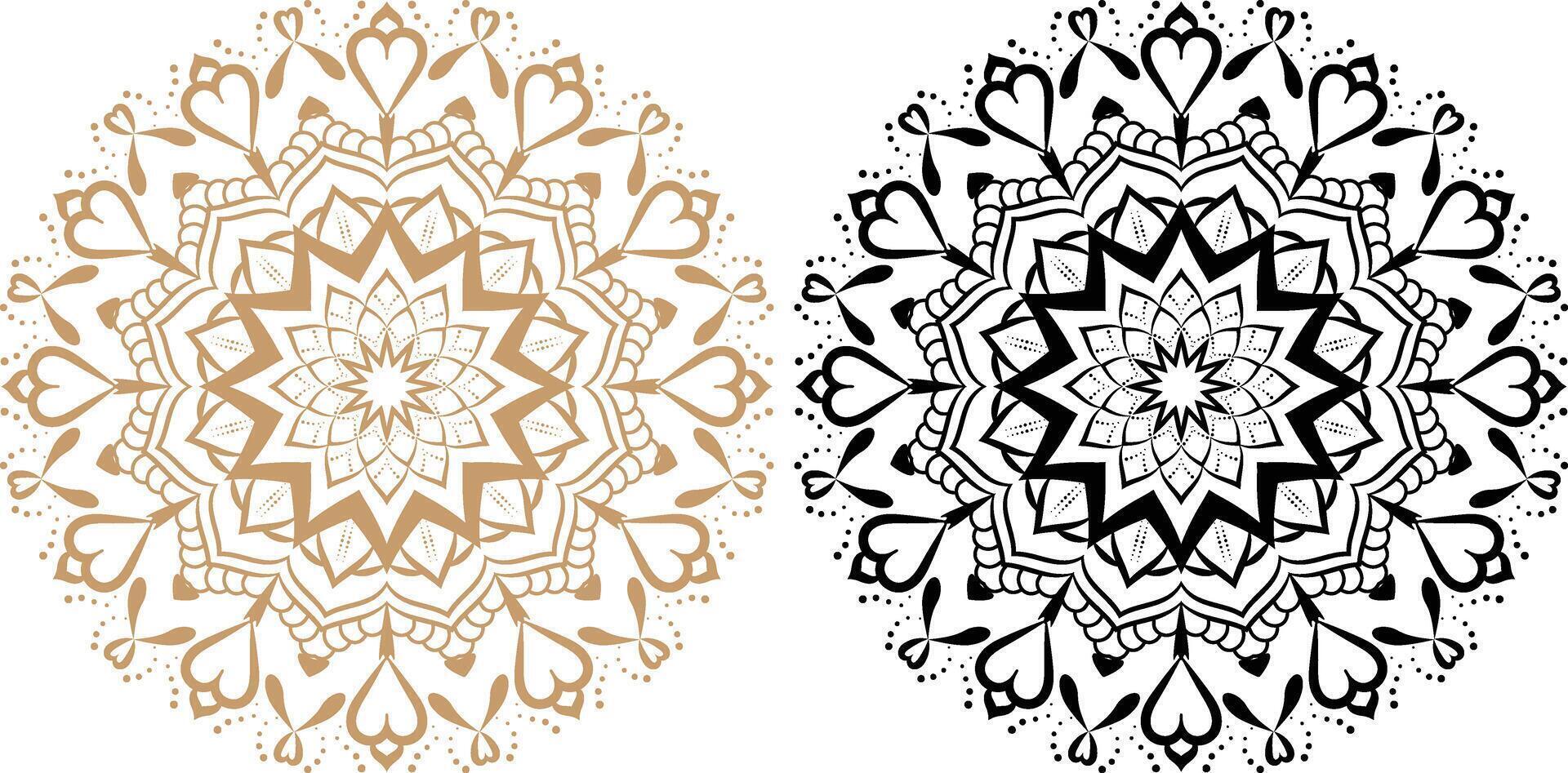 Two circular designs with flowers on them vector