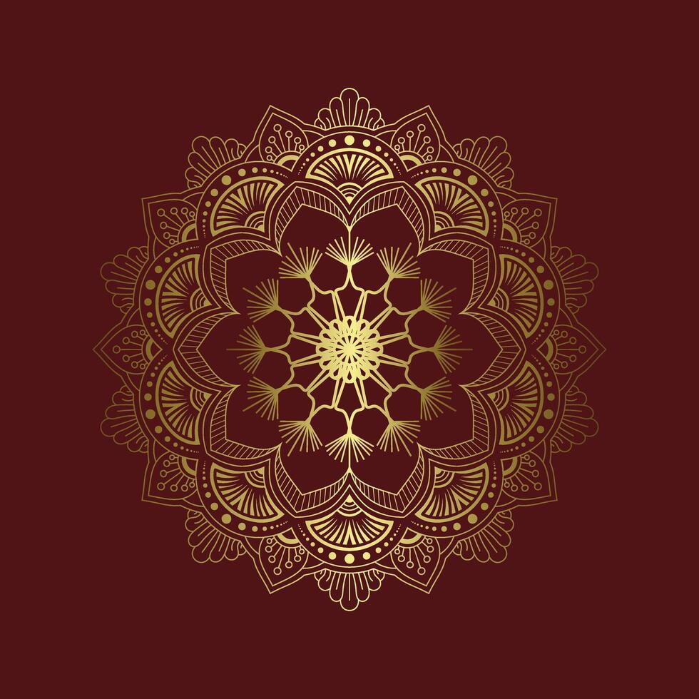 A golden mandala design on a dark background vector
