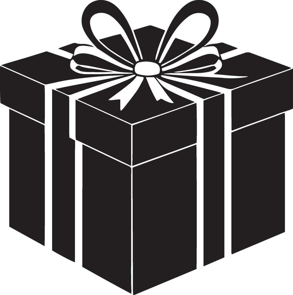 Black gift box with bow on white background vector