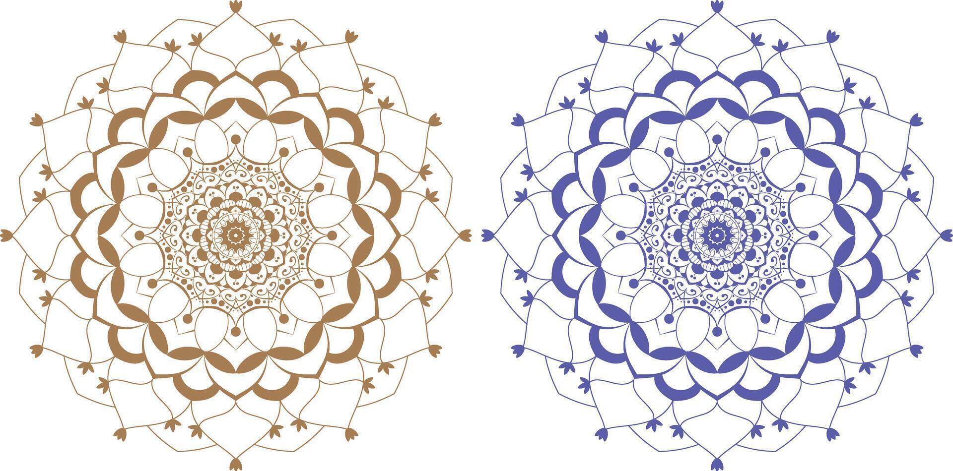 Two circular designs with blue and brown colors vector