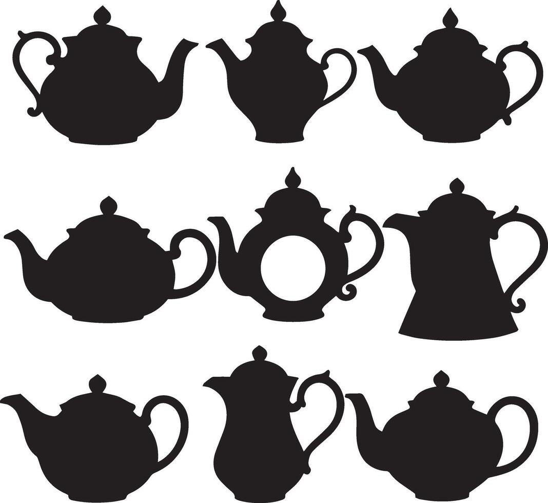 Teapot silhouette set illustration vector