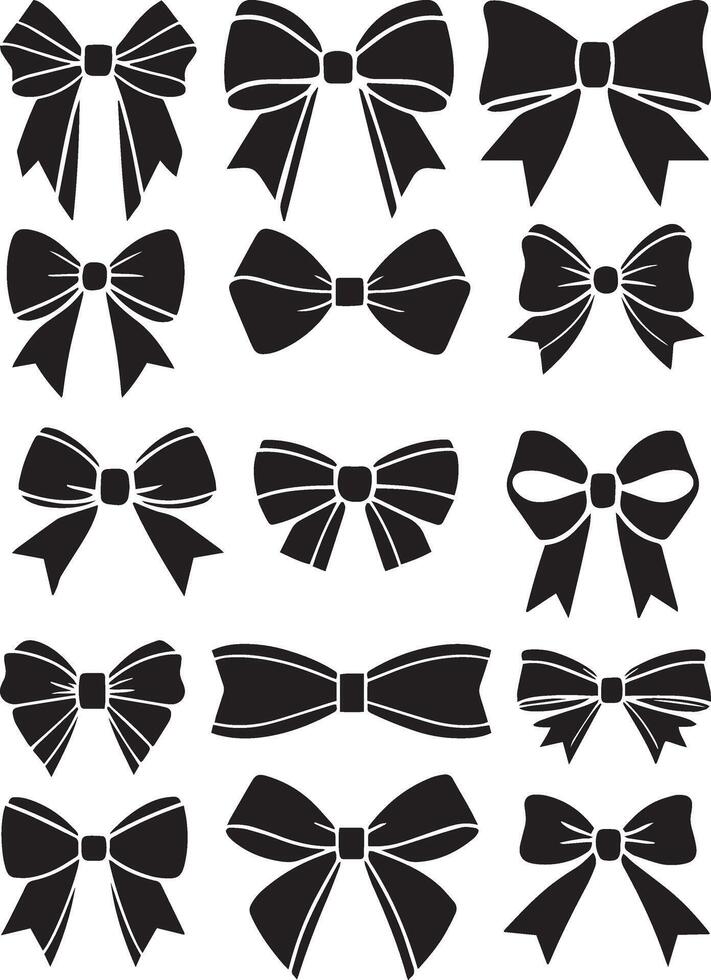 A collection of black bows on a white background vector
