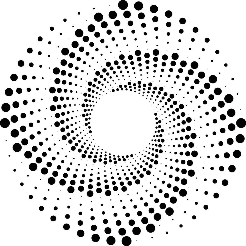 A black and white circular dot pattern vector