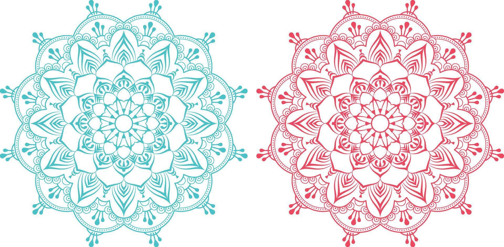 Two different colored mandalas on white and red vector