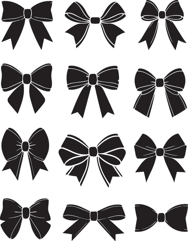 A set of black bows on a white background vector