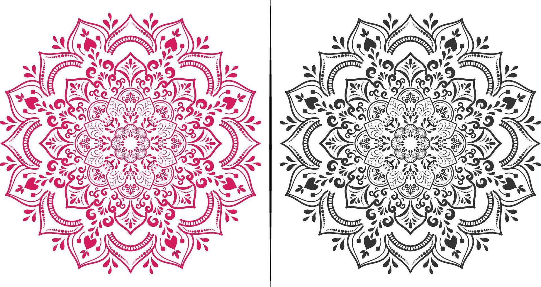 Two different colored mandalas on white and red vector