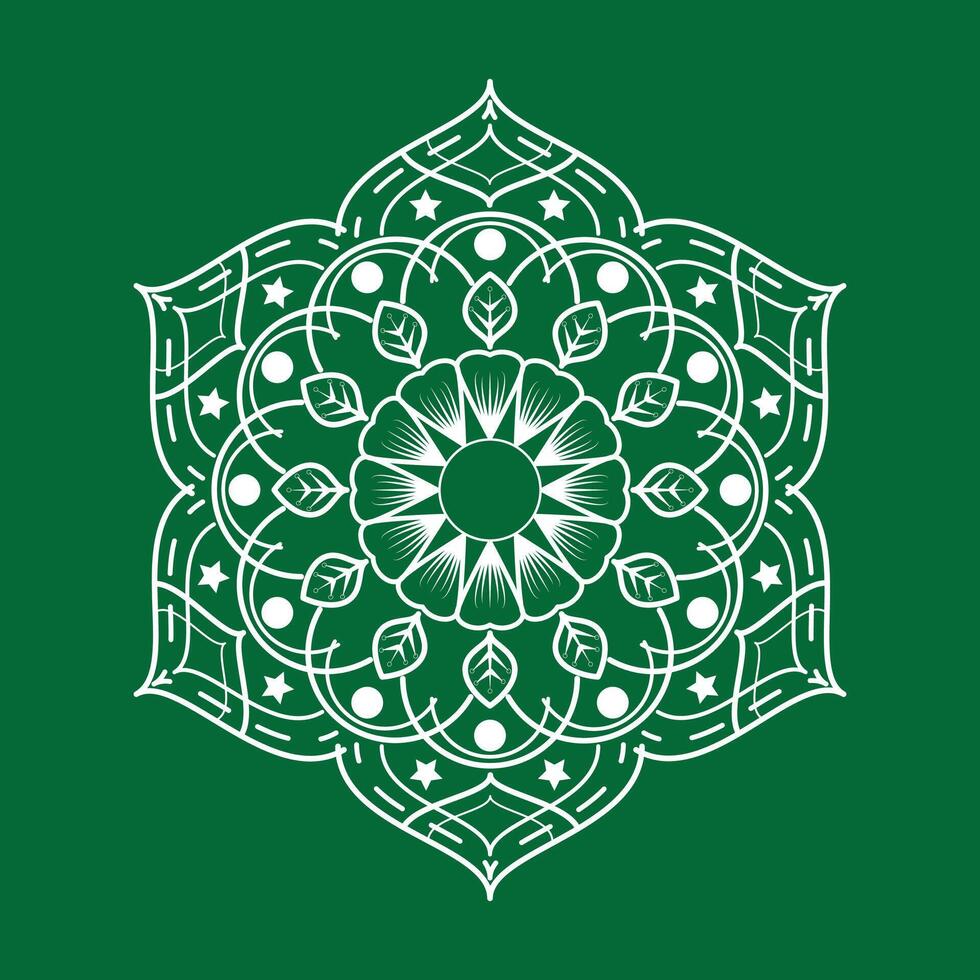 A white flower design on a green background vector