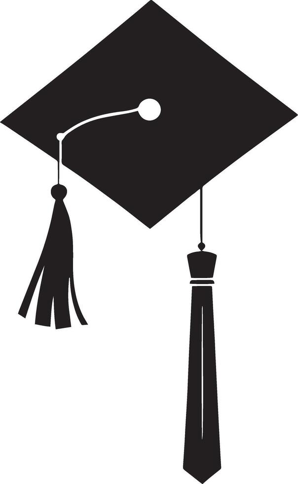 A graduation cap with a tie hanging from it vector