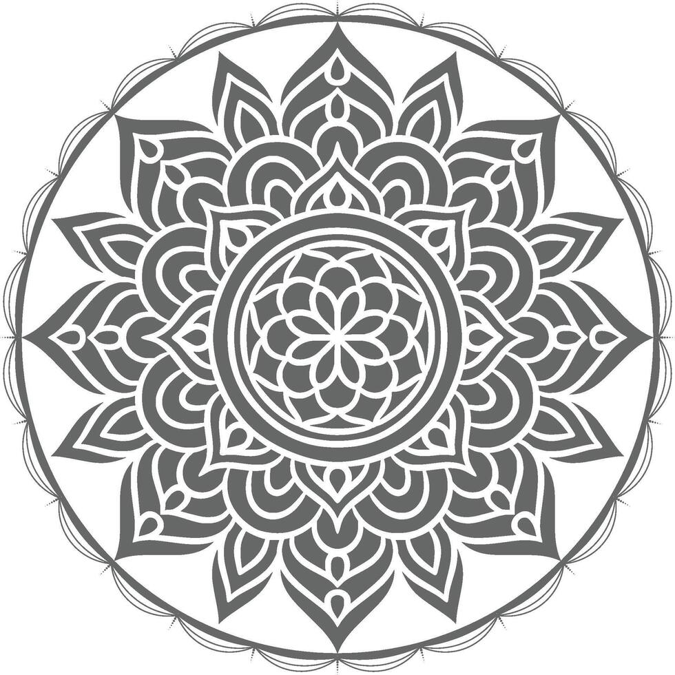 A circular design with a flower in the center vector