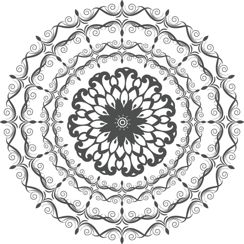 A circular design with a flower in the center vector