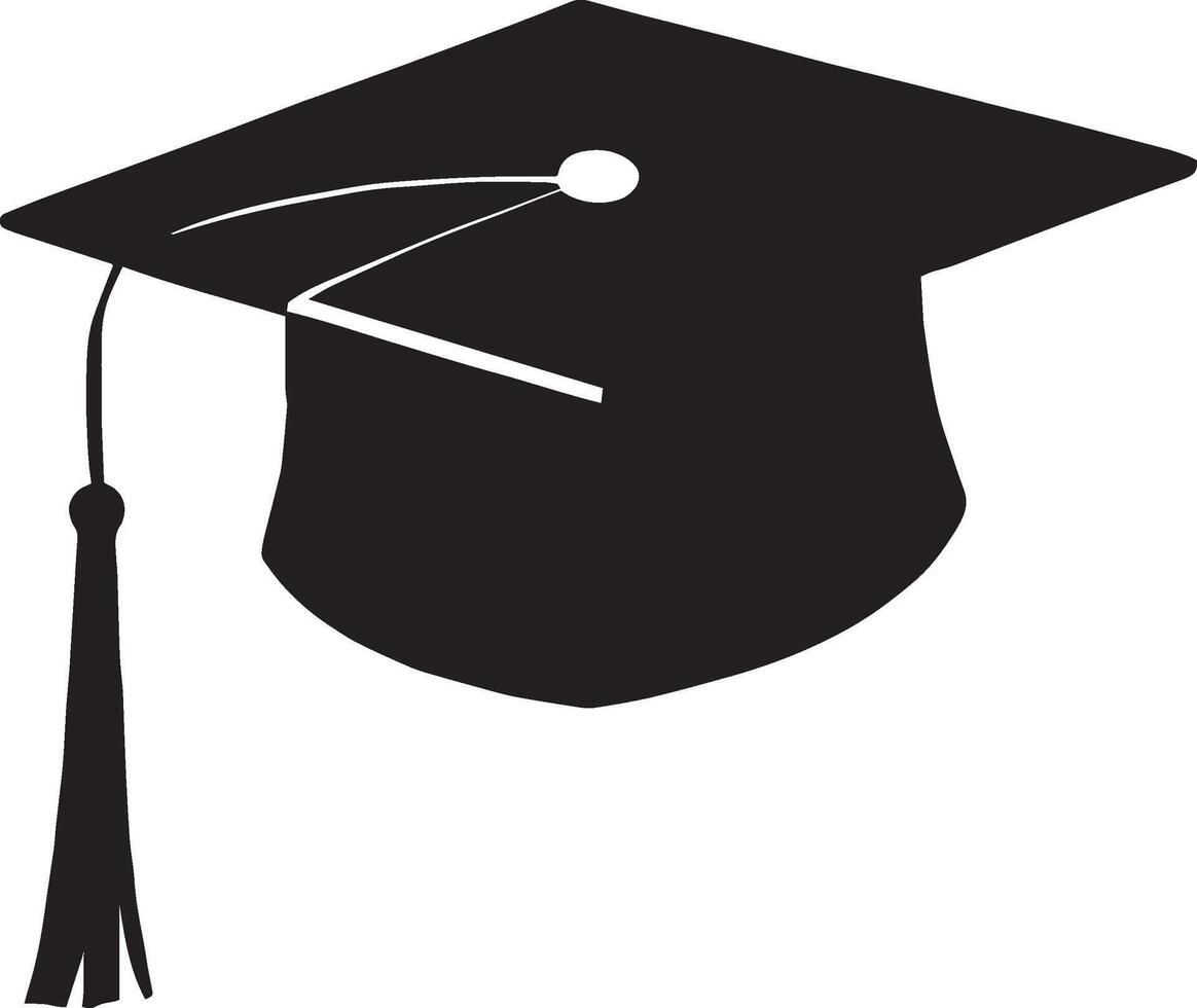A black graduation cap with a tassel on it vector