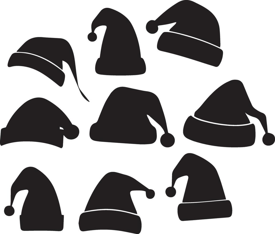 Santa hats set vector