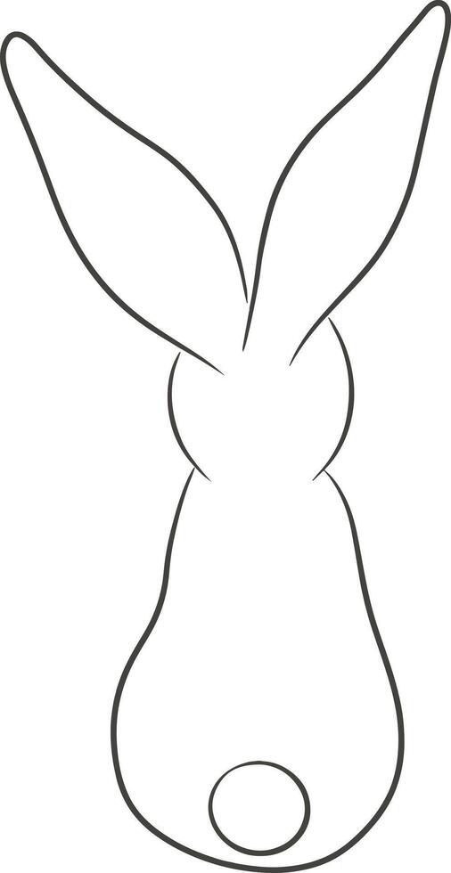 Rabbit Easter isolated on white. Simple silhouette back sitting in line style vector