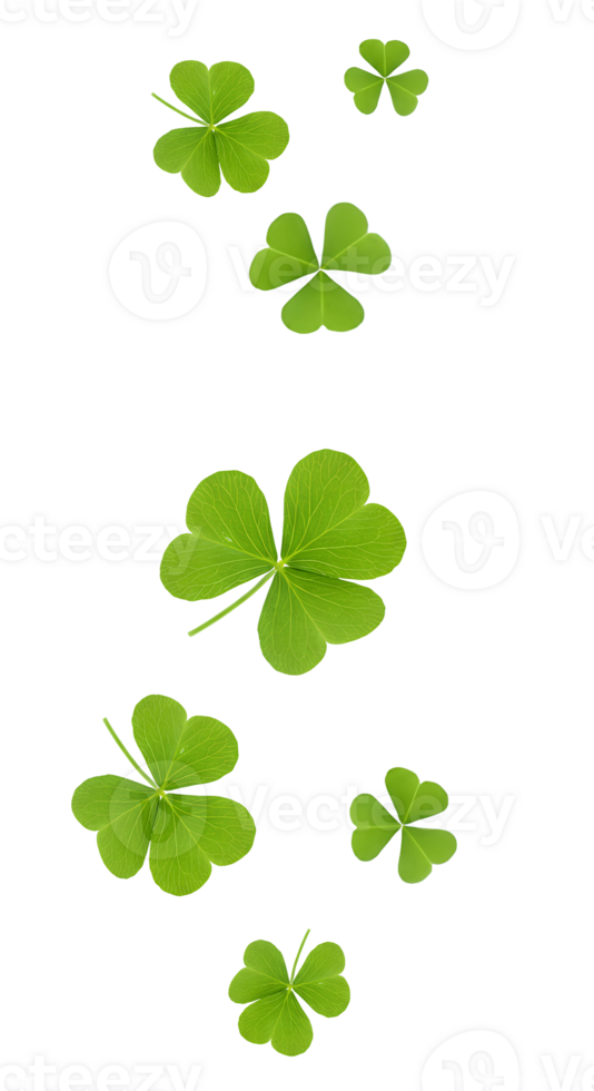 Shamrocks drifting gently, creating a festive and cheerful atmosphere png
