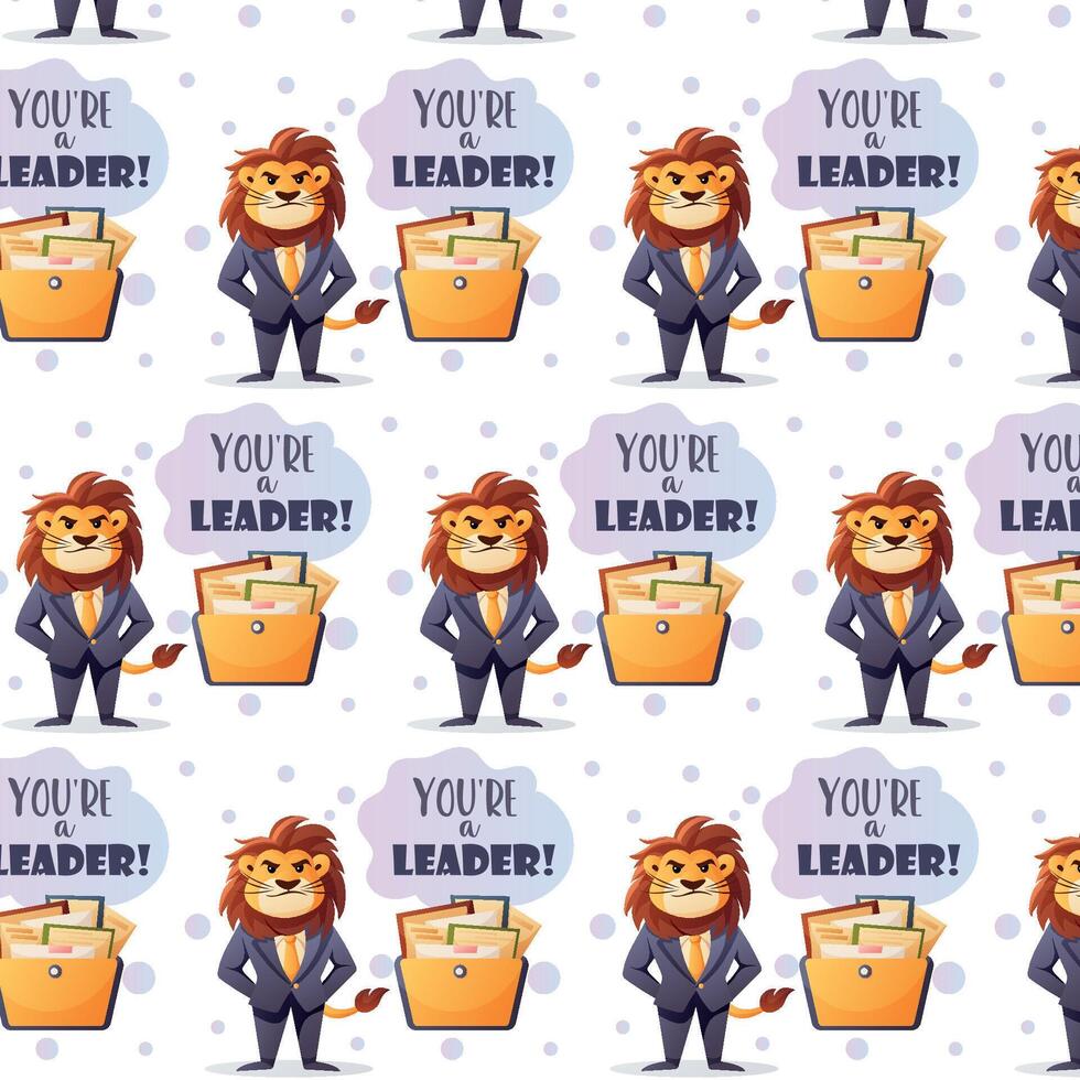 Seamless pattern with lion leader vector