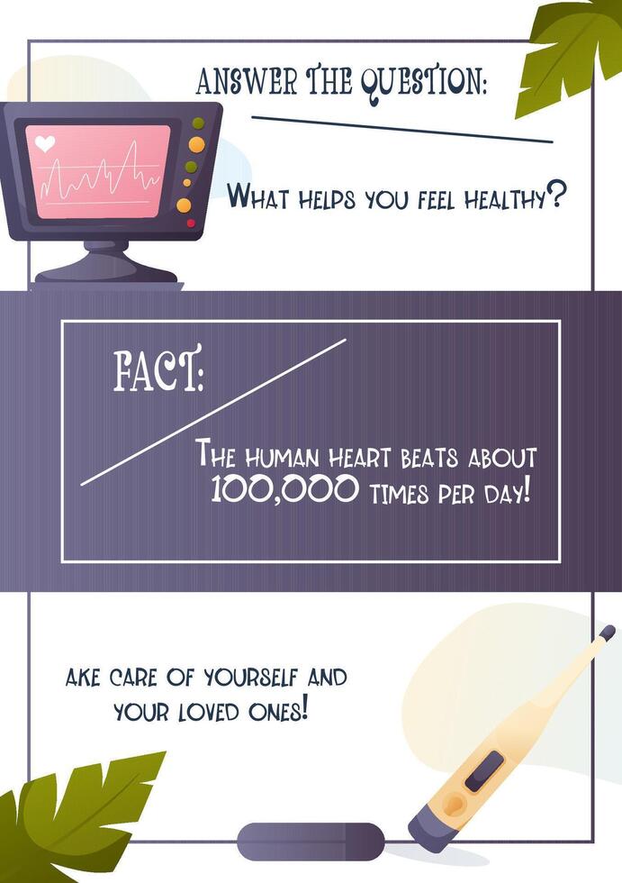 Flyer About Health and Taking Care of Well-being vector