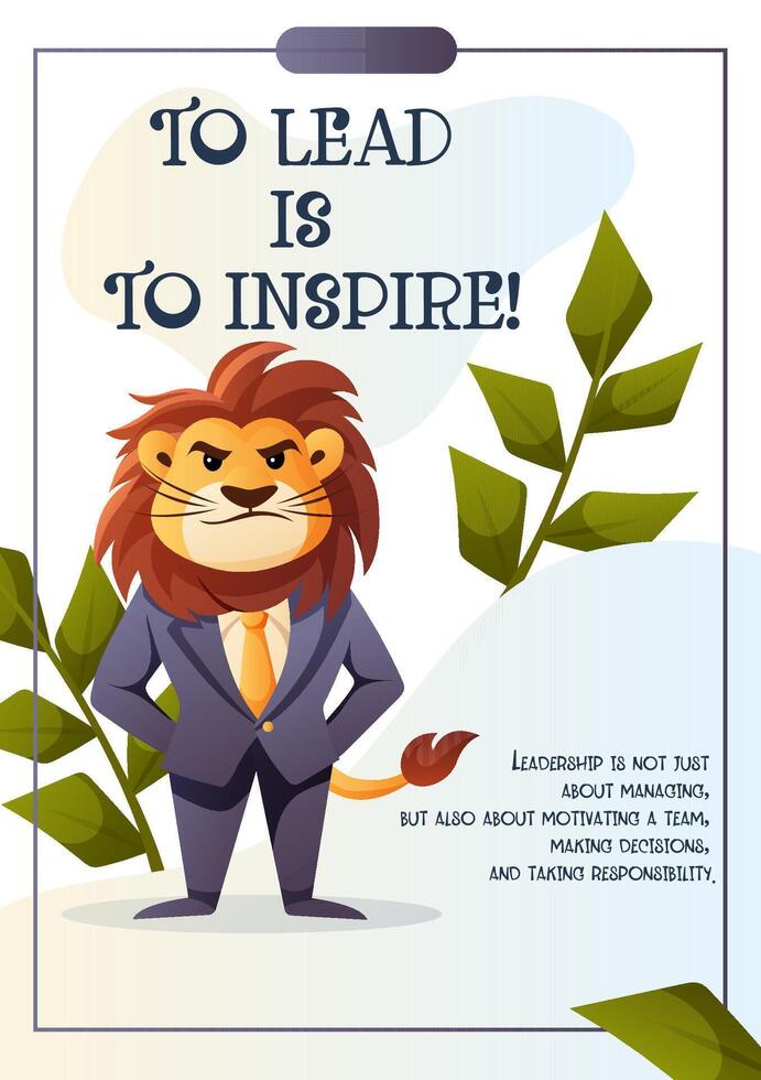 Inspiring Flyer of a Lion Leader in a Business Suit vector