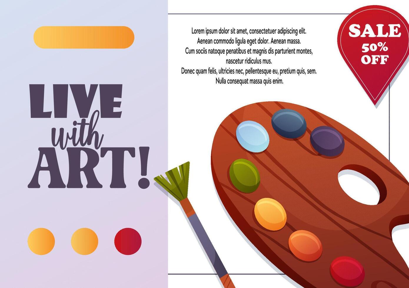 Banner with a discount for the third art class vector