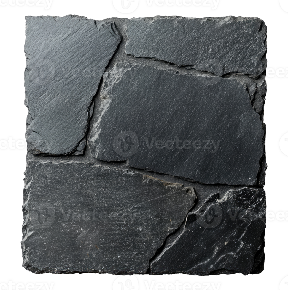 Square black slate stone, top view png