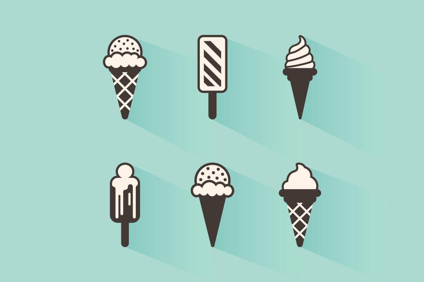Ice cream icons set isolated flat illustration vector
