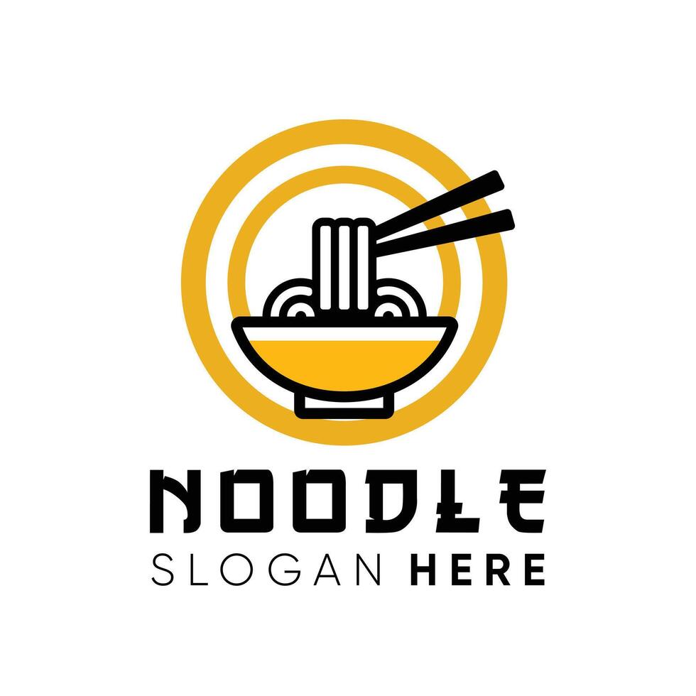 noodle logo with bowl and chopstick and circle vector