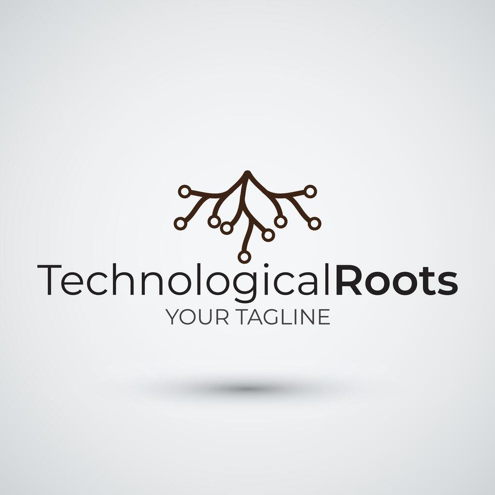 Technological Roots Logo Design Flat Icon Template vector